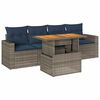 vidaXL 5 pcs conjunto sof&aacute;s de jardim c/ almofad&otilde;es vime PE cinzento