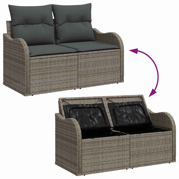 vidaXL Conjunto de Sof&aacute; de Jardim 9 pcs Cinzeto Rattan Sint&eacute;tico
