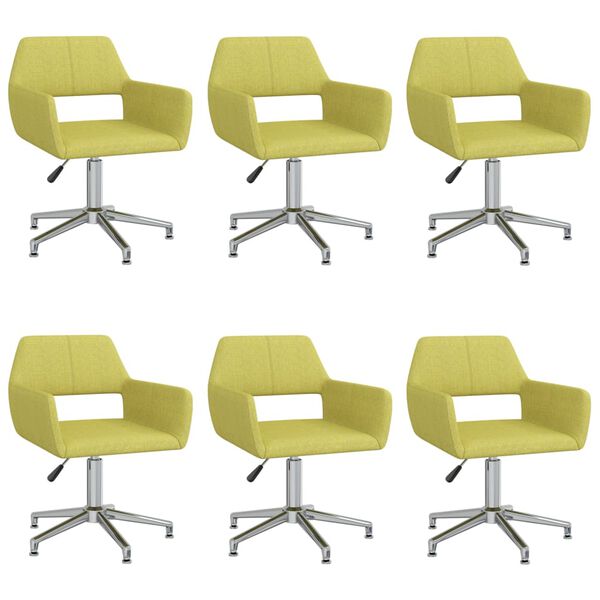 vidaXL Cadeiras de jantar giratórias 6 pcs tecido verde