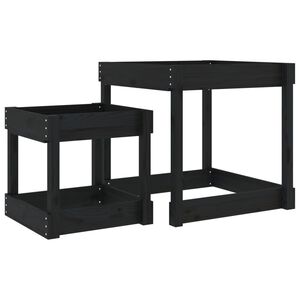vidaXL Mesas de areia 2 pcs madeira de pinho maci&ccedil;a preto