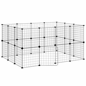 vidaXL Gaiola p/ animais de 28 pain&eacute;is c/ porta 140x105x70 cm a&ccedil;o preto
