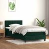 vidaXL Cama box spring c/ colch&atilde;o e LED 90x220 cm veludo verde-escuro