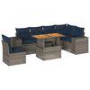 vidaXL 7 pcs conjunto sof&aacute;s p/ jardim c/ almofad&otilde;es vime PE cinzento