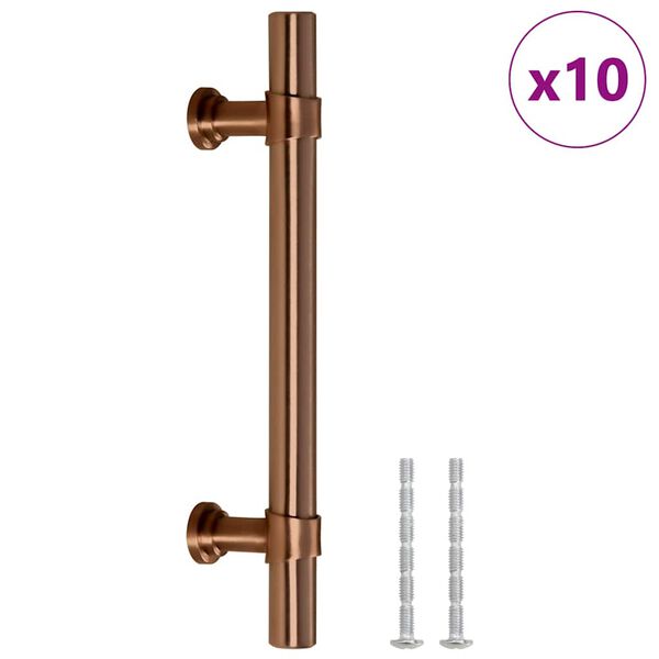 vidaXL Puxadores para m&oacute;veis 10 pcs 96 mm a&ccedil;o inoxid&aacute;vel bronze