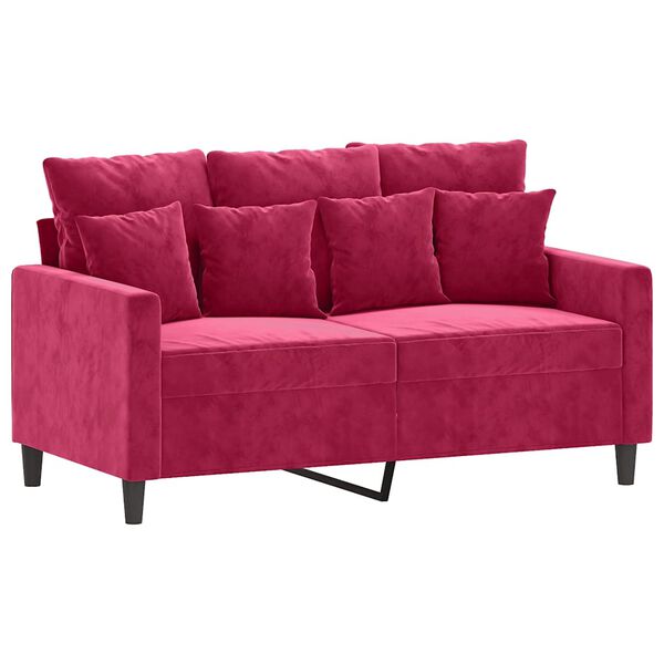 vidaXL Sof&aacute; de 2 lugares veludo 120 cm vermelho tinto