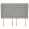 vidaXL Cabeceira de cama c/ abas tecido 147x23x118/128cm cinza-claro