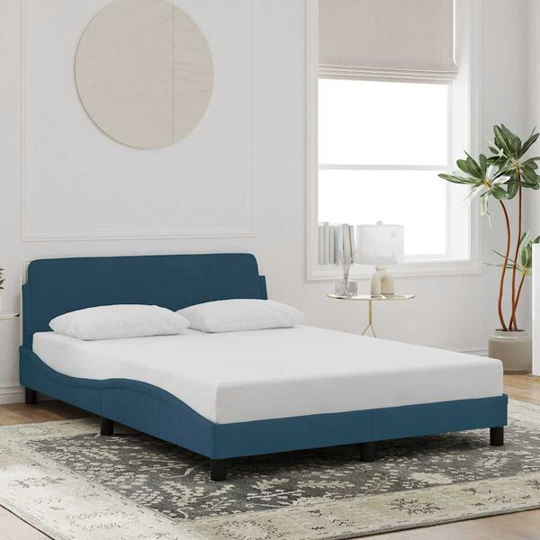 vidaXL Estrutura de cama com cabeceira Dover 120x200 cm veludo azul
