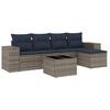 vidaXL Conjunto de sof&aacute; de jardim com 6 pe&ccedil;as e almofadas em rattan sint&eacute;tico cinza