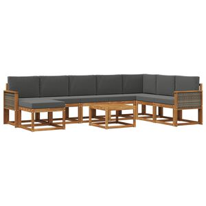 vidaXL Conjunto de Sof&aacute;s para Exterior 9 unid. Natural e Antracite