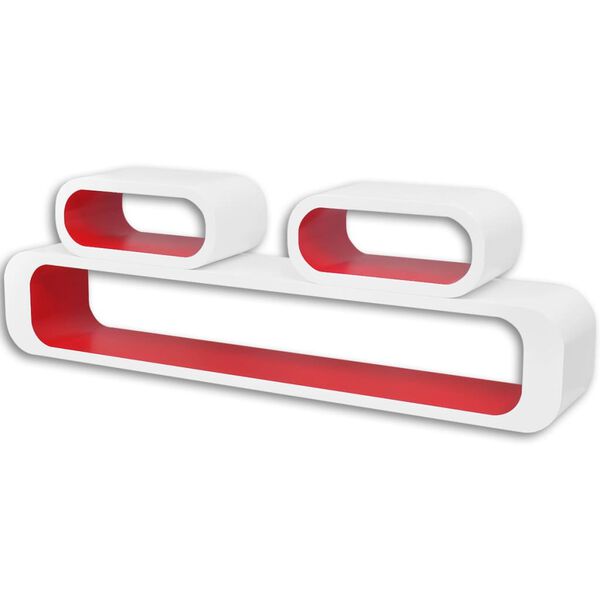 vidaXL Prateleiras de parede cubo 6 pcs vermelho e branco