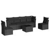 vidaXL 7 pcs conjunto de sof&aacute;s p/ jardim c/ almofad&otilde;es vime PE preto
