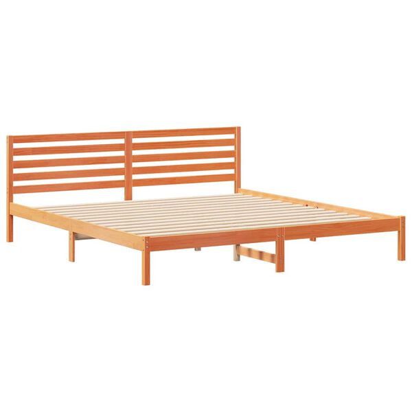 vidaXL Estrutura da Cama com cabeceira Marrom Cera 200 x 220 cm