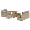 vidaXL Conjunto de Sof&aacute; de Jardim com almofada 8 pcs Bege vime PE