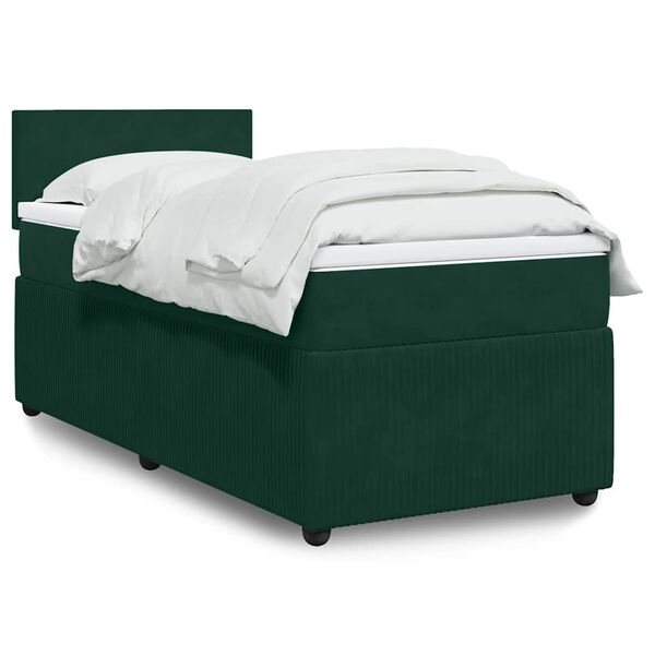 vidaXL Cama com molas/colch&atilde;o 80x200 cm veludo verde-escuro