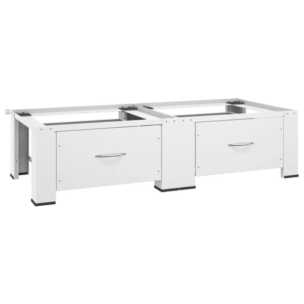 vidaXL Suporte duplo para m&aacute;quina de lavar e secar c/ gavetas branco