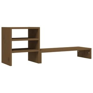 vidaXL Suporte para monitor 81x20x30 cm pinho maci&ccedil;o castanho mel