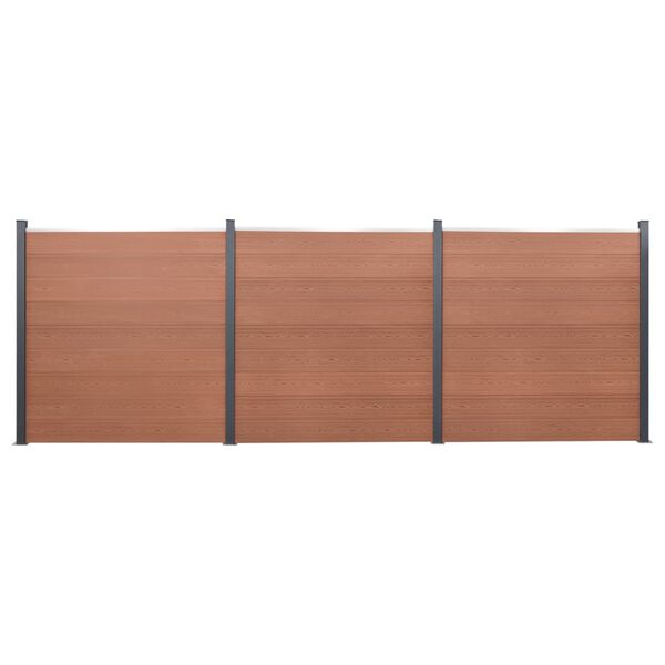 vidaXL Conjunto de pain&eacute;is de veda&ccedil;&atilde;o 526x186 cm WPC castanho