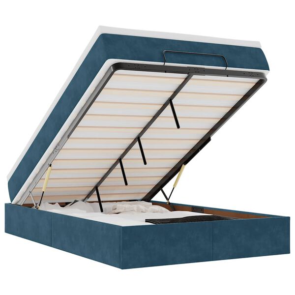 vidaXL Estrutura cama otomana colch&atilde;o 120x200cm veludo azul escuro