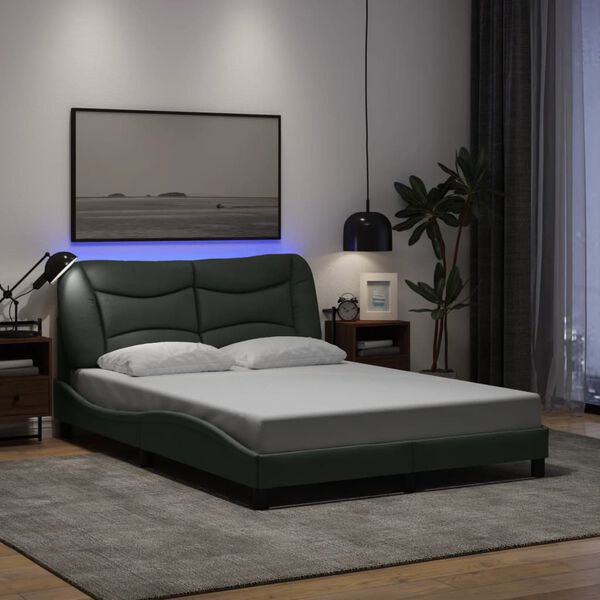 vidaXL Estrutura de cama com LED sem colch&atilde;o Hvar 120x200 cm tecido