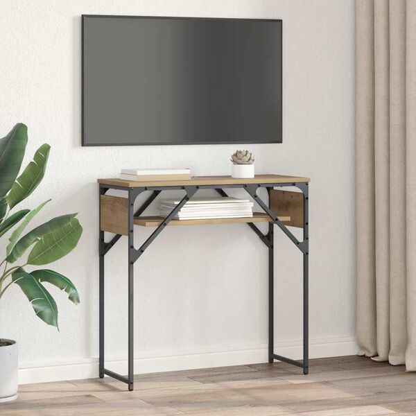 vidaXL MesadeConsola Carvalho Artesanal 75x30x75cm Madeira processada