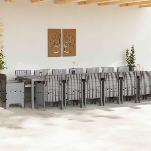 vidaXL Conjunto de Jantar para Jardim com Almofadas 17 pcs