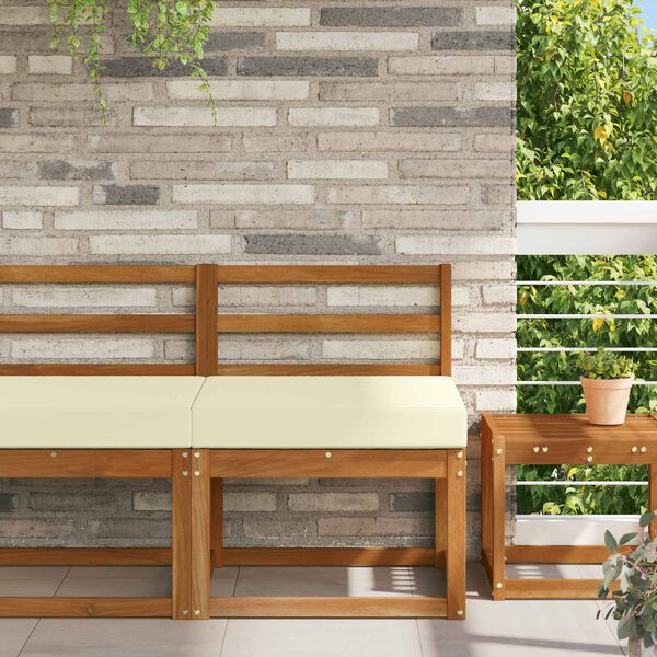 vidaXL Almofada para Sof&aacute; Externo Creme 60 x 60 x 8 cm Poli&eacute;ster