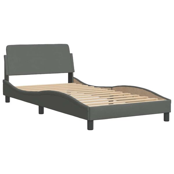 vidaXL Estrutura de cama sem colch&atilde;o Hvar 100x203 cm tecido cinzento-escuro