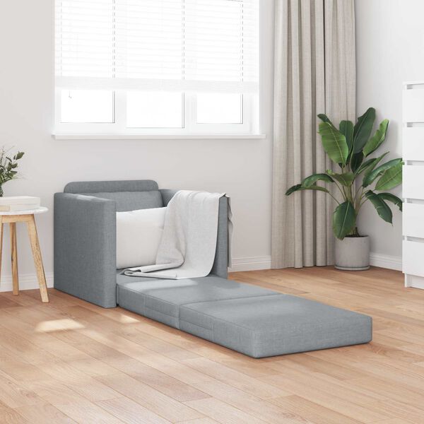vidaXL Sof&aacute;-cama sem p&eacute;s 112x174x55 cm tecido cinzento-claro