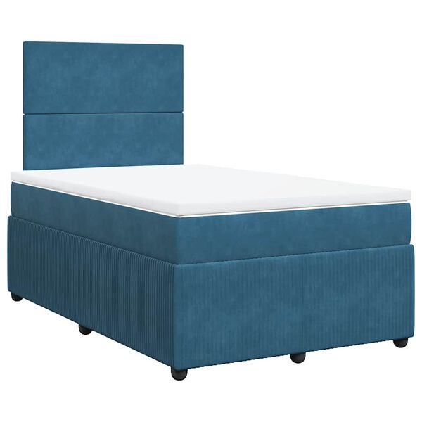 vidaXL Cama boxspring com colch&atilde;o 120x200 cm veludo azul