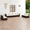 vidaXL 8 pcs conjunto lounge jardim c/ almofad&otilde;es vime PE castanho