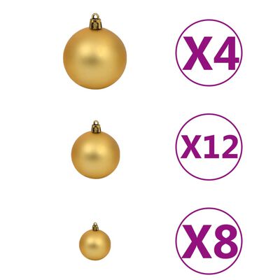 vidaXL Conjunto bolas de natal 100 pcs 3/4/6cm castanho/bronze/dourado