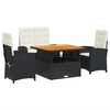 vidaXL 4 pcs conjunto de jardim p/ jardim c/ almofad&otilde;es vime PE preto