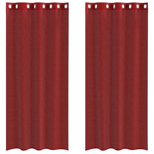 vidaXL Cortinas de voile com ilh&oacute;s 2 pcs vermelho tinto