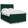 vidaXL Cama com molas/colch&atilde;o 140x190 cm veludo verde-escuro