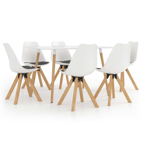 vidaXL 7 pcs conjunto de jantar branco e preto