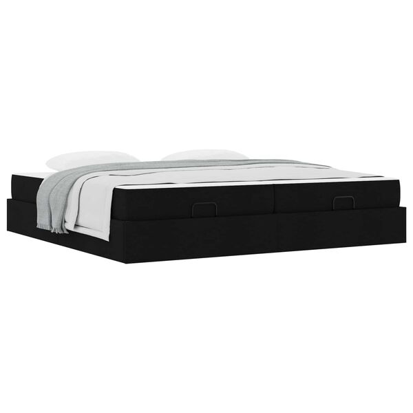 vidaXL Estrutura de cama com colch&atilde;o com colch&atilde;o 2 pcs Preto tecido