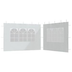 vidaXL Parede lateral com janela p/ tenda de festas 2 pcs PE branco