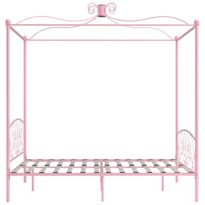 vidaXL Estrutura de cama com dossel 180x200 cm metal cor-de-rosa