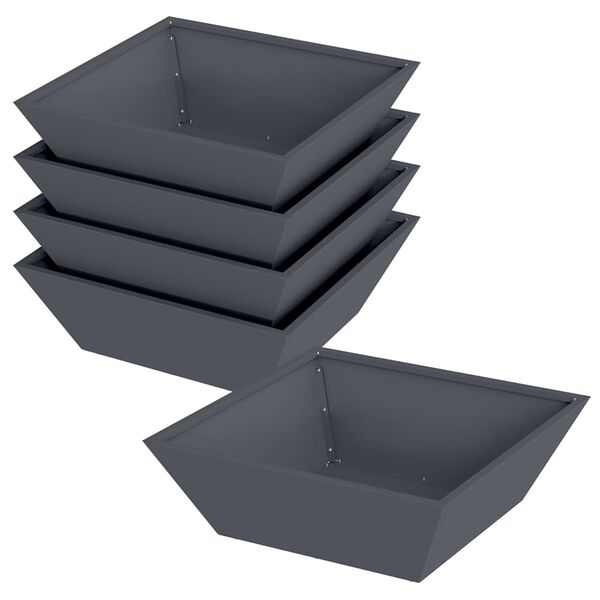 vidaXL Vaso de Jardim 5 pcs Antracite 50 x 50 x 15 cm