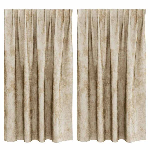 vidaXL Cortinas de Veludo com cortinas 2 pcs Creme 140 x 140 cm Veludo