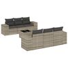 vidaXL 7 pcs conj. sof&aacute;s jardim com almofad&otilde;es vime PE cinzento-claro