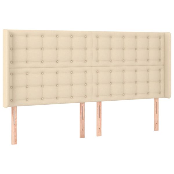 vidaXL Cabeceira de cama c/ abas tecido 183x16x118/128 cm creme