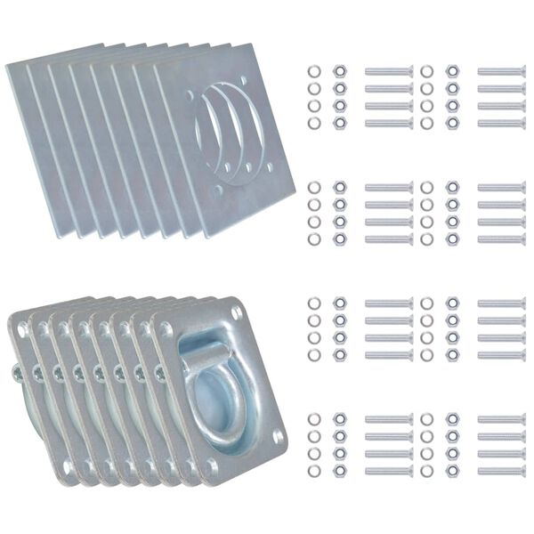 vidaXL An&eacute;is de fixa&ccedil;&atilde;o para atrelados 8 pcs a&ccedil;o galvanizado 2000 kg