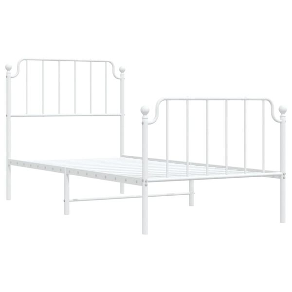 vidaXL Estrutura de cama com cabeceira e p&eacute;s 90x200 cm metal branco