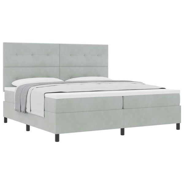 vidaXL Cama Box com colch&atilde;o Cinzento-claro 200 x 200 cm Veludo