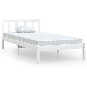 vidaXL Estrutura de cama pequena solteiro 75x190cm pinho maci&ccedil;o branco