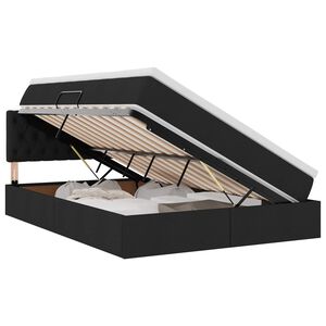 vidaXL Cama com arruma&ccedil;&atilde;o e LED com colch&atilde;o Preto 140 x 190 cm tecido