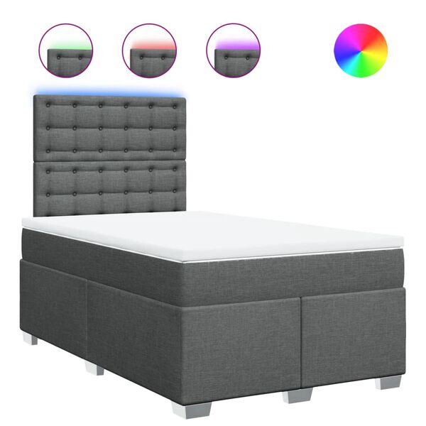 vidaXL Cama com molas/colch&atilde;o 120x200 cm tecido cinzento-escuro