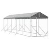 vidaXL Canil de exterior com teto 2x10x2,5 m a&ccedil;o galvanizado prateado