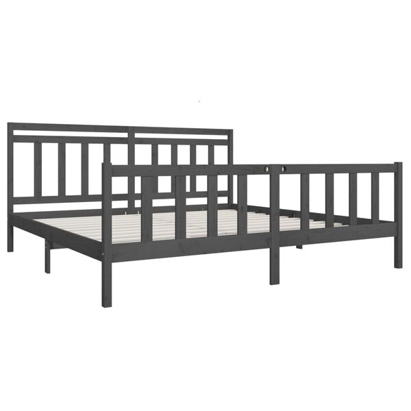vidaXL Estrutura de cama 200x200 cm madeira maciça cinzento